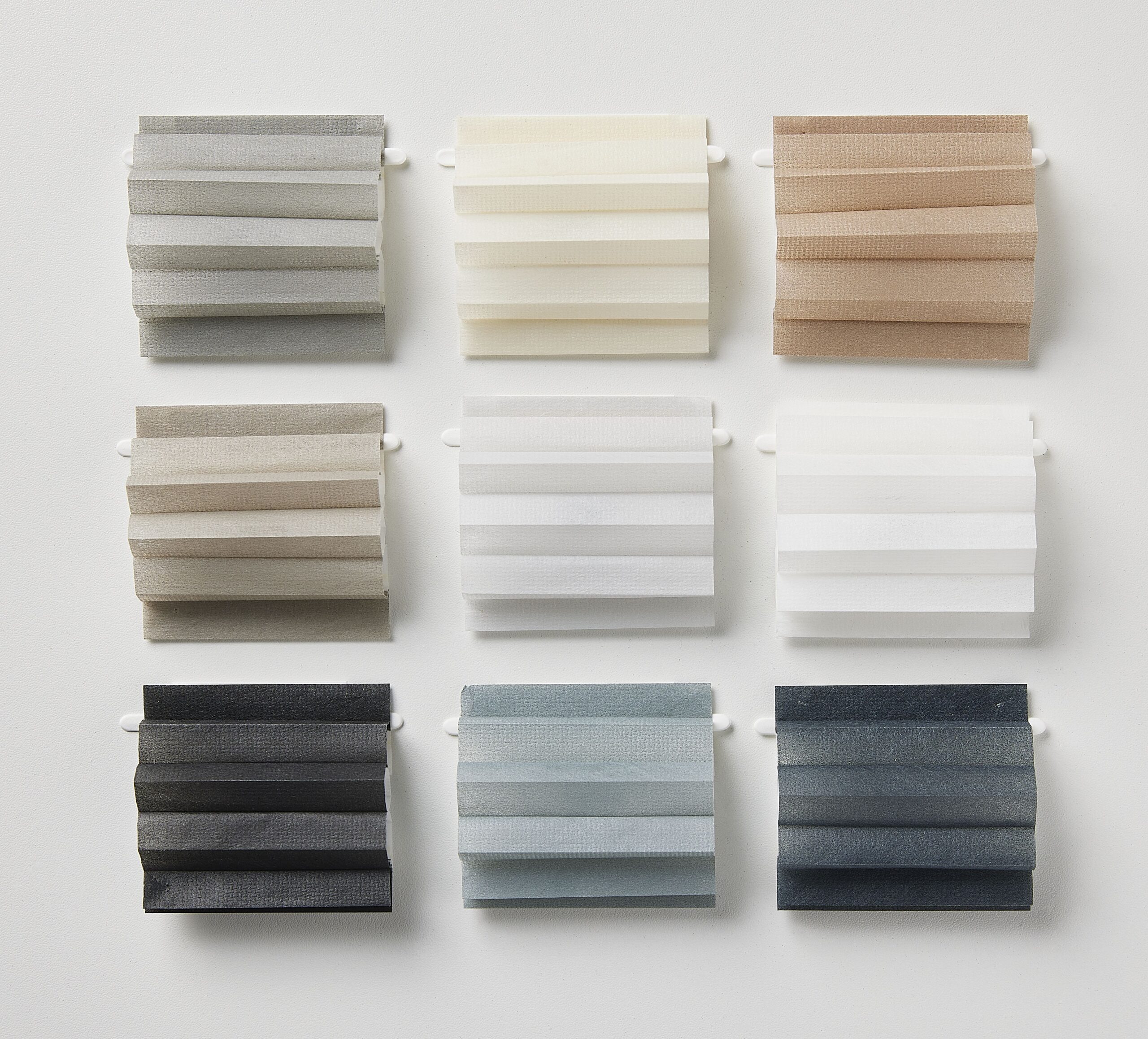 Different coloured Cellular Blind fabric swatches