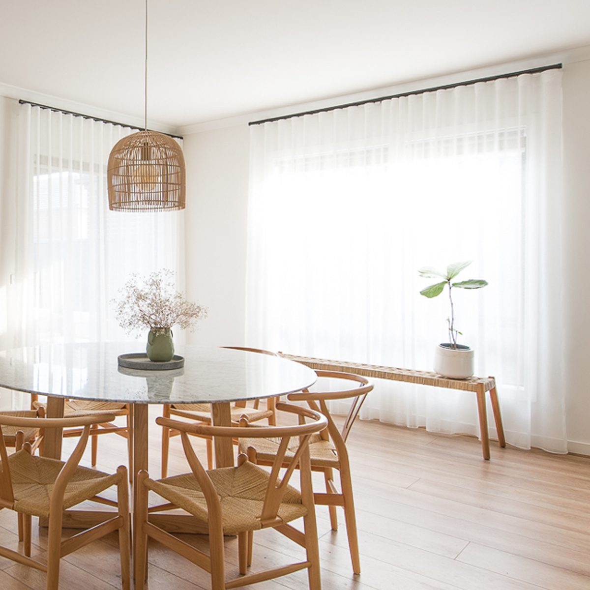 White Wave Fold Sheers on Black Track