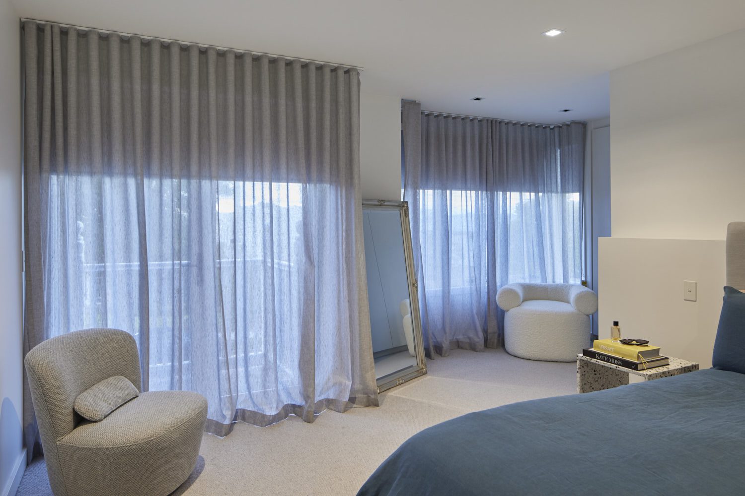 Grey Wave Fold Sheer Curtains