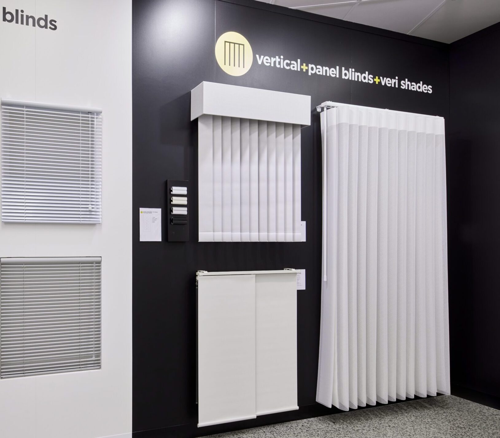 Veri Shades display in dollar curtains + blinds store